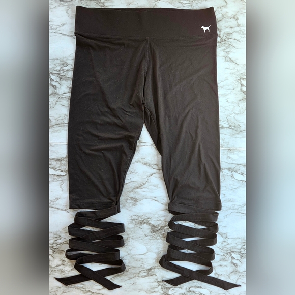 Victoria's Secret Pants - Pink Victoria's Secret Black Cropped Yoga Leggings